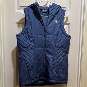 Women’s North Face Navy Quilted Hooded Vest